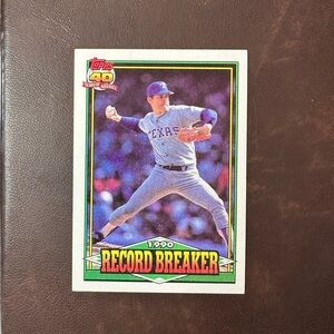 1991 Topps 40 years of Baseball 1990 Record Breaker Nolan Ryan Mint Condition